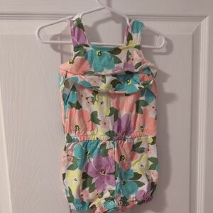 Carter's Floral Multicolor Girls' Romper in Pink, Purple, Teal & Green